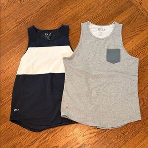 BYLT Drop Cut Tank Lux Bundle - Grey pocket and Navy/White Colorblock - Large
